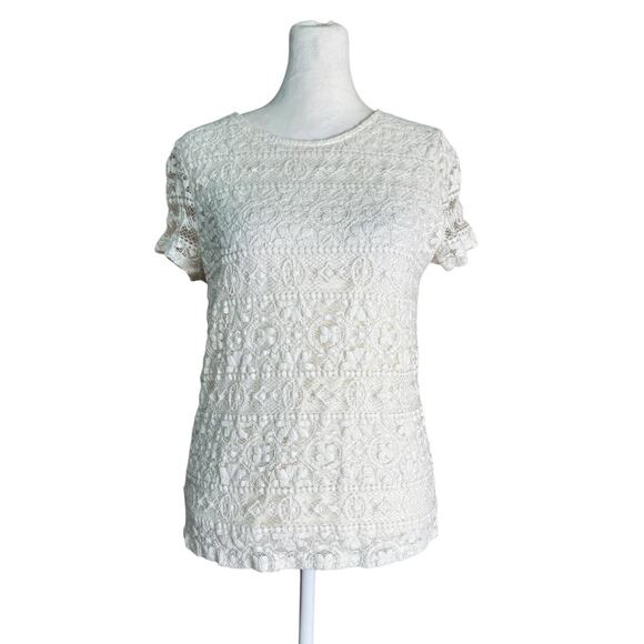 Forever 21 Sz S Lace Crochet Top Boho Cottagecore Coquette Feminine Fairy Grunge - Picture 1 of 6
